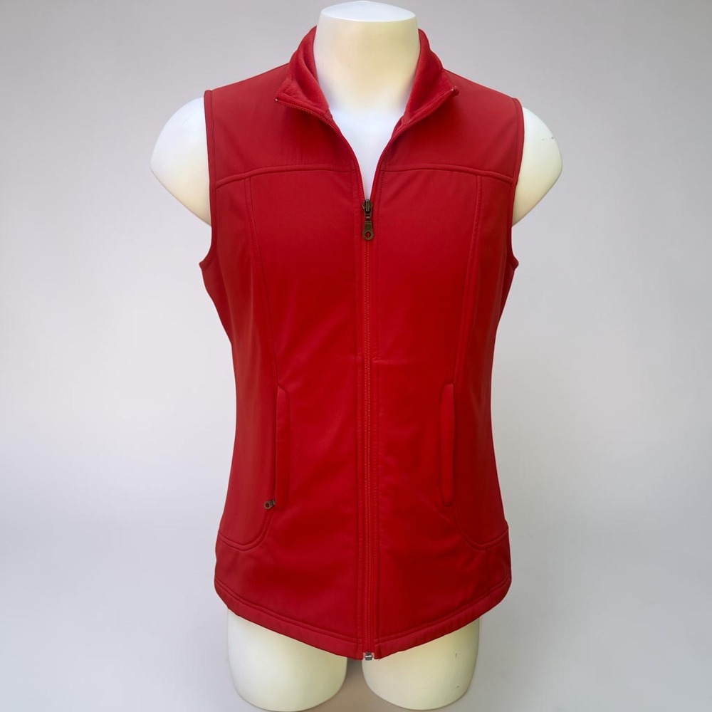 Pendleton Softshell‎ Vest Med Tall Orange Fleece Lined Full Zip Jacket Gorpcore